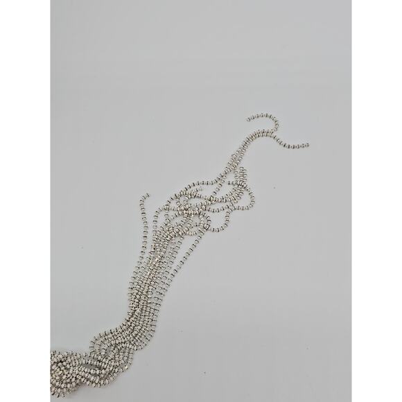 Vintage Petite White & Brass Metal Ball Knotted Tassel Multi Chain 26" Necklace - Picture 2 of 16